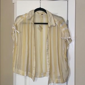 Free People Short Sleeve Striped Button Down